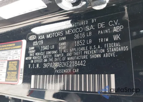 2019 Kia Rio S z USA, uszkodzony, nr VIN 3KPA24AB2KE218442